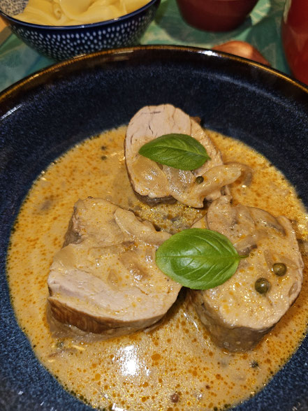 Schweinelendchen in Cognacsauce