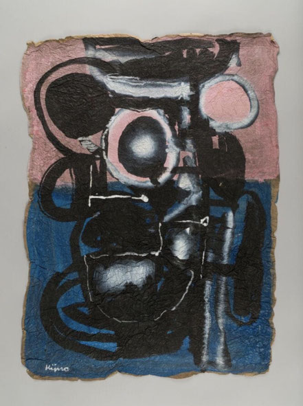 Ladislas Kijno, technique mixte sur papier froissé, signée , galerie agnès Thiébaulr