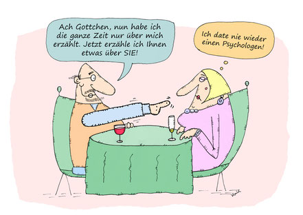 Psychologe und Frau bei einem Date Cartoon Oliver Kock