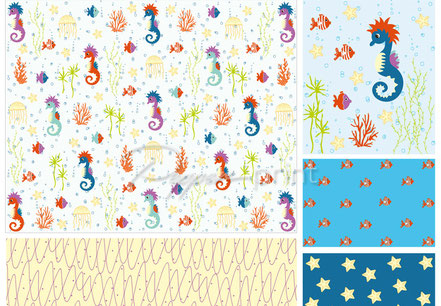 Pepperprint Kids Surface Pattern Seahorses