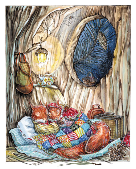 Übernachtung in der hohlen Kiefer Illustration aus Villa Eichblatt