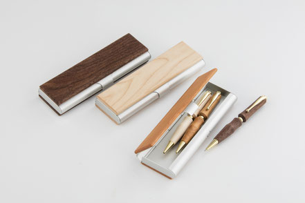 木材　筆箱　ペンケース　クラフト　木　Wood　手づくり　ハンドメイド　銘木　メイプル　チェリー　ウォルナット　家具材　希少　樹種