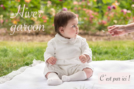Collection tenues baptême bébé garçon automne/hiver et printemps été Fil de Légende. Création française. Magasin vêtements cérémonie baptême enfants Paris, Neuilly-sur-Seine. Expéditions en France et à l'international.