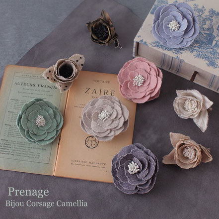 Bijou Corsage Camellia デニムで作る開花のカメリア