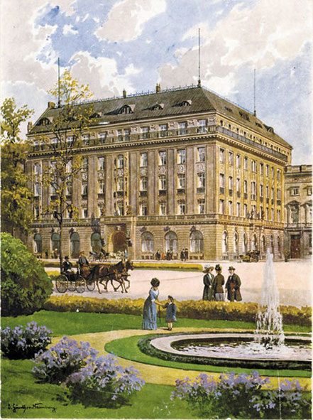 Berlin, das Hotel Adlon Kempinski und das Restaurant Brasserie Quarre mit Blick auf das Brandenburger Tor