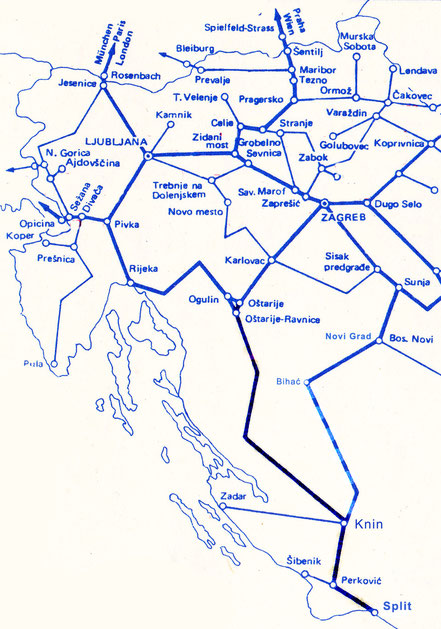 Streckenplan der Dalmatiner & Lika Bahn