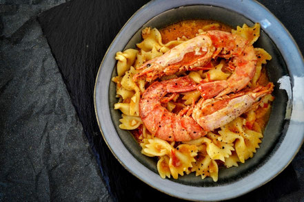 Shrimps auf Pasta - Fotocredit Pixabay, Foto Daniela Elena Tentis