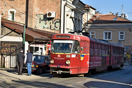 Straßenbahn Sarajevo 525 Linie 3 Stari Grad, Mula Mustafe Bašeskije am 30.01.2024