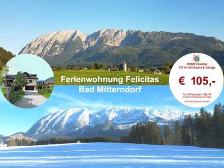 Ferienwohnung Felicits, romatische Zeit für zwei,  "adult only" mit privater Sauna und Garage im steirischen Salzkammergut