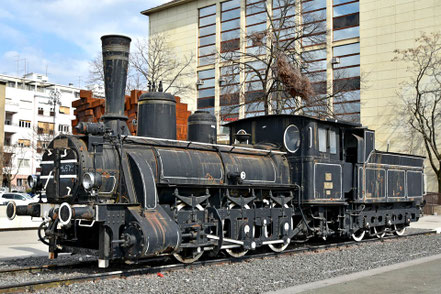 Denkmallokomotive Dampflokomotive JŽ 125 052 Schwarze Katica "Crna Katica" Zagreb Hauptbahnhof