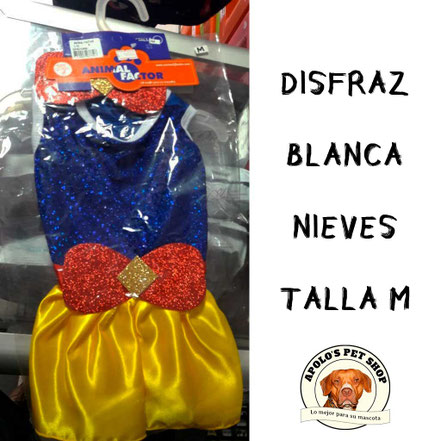 Disfraz de blanca nieves para perra talla M
