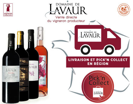 livraison et pick and collect en régions - Domaine de Lavaur - 100 % malbec - AOC Cahors