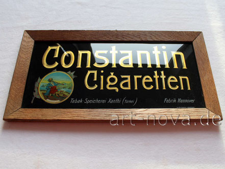 Glasschild Constantin Cigaretten Hannover in unrestaurierter Erhaltung!