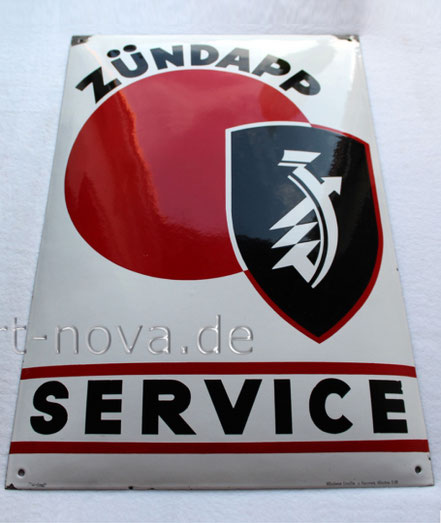 Emailschild Zündapp Service im unrestauriertem Originalzustand!