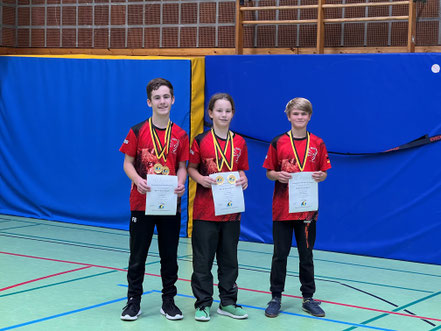 BSFD U-Mannschaft v. L. David Meininger, Christian Meininger und Luan Stebner