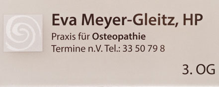 Praxisschild Osteopathie Eva Meyer-Gleitz Hannover Oststadt List Lister Meile