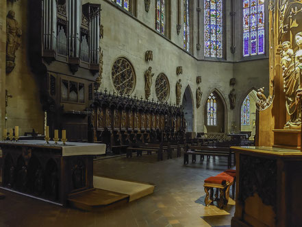 Bild: Chor mit Hauptaltar "Collégiale St.-Martin", die Stiftskirche Saint-Martin in Colmar 