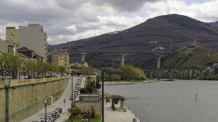 Bild: Drei Brücken in Peso da Régua, für die Autobahn, für die alte Brücke und für Fußgänger