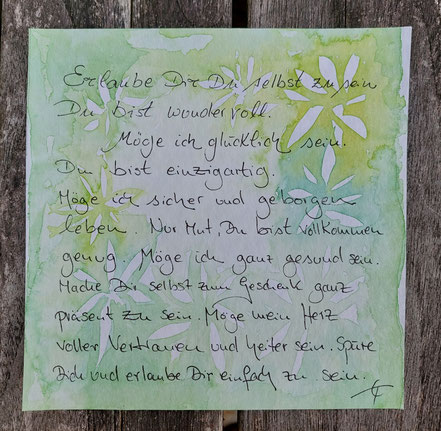 Ein Text an mich selbst: Erlaube dir, du selbst zu sein. Du bist wundervoll.