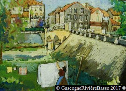 Peintre André Saramon tableau arros pont