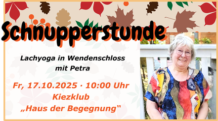 Lachyoga-Schnupperstunde in Kiezklub in Wendenschloss mit Petra