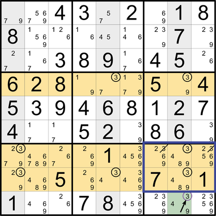 Sudoku Lösungsstrategie Schwertfisch mit Flosse © Martin Simon