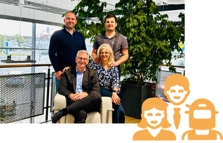 Dirk Fischer: GGF, Birgit Fischer: CFO, Sebastian Fischer: Leiter Camperwelt, Tim Fischer: Wkst.