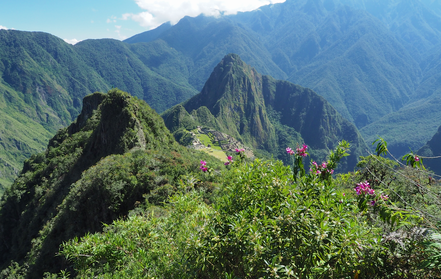 Below: View from Mount Machu Picchu