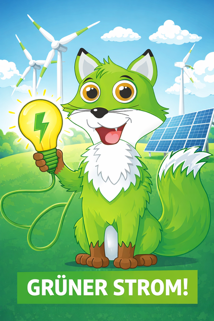 alt="Sparfuchs präsentiert günstigen grünen Strom – clever Ökostrom-Tarife vergleichen und bei Solar & Windenergie sparen"