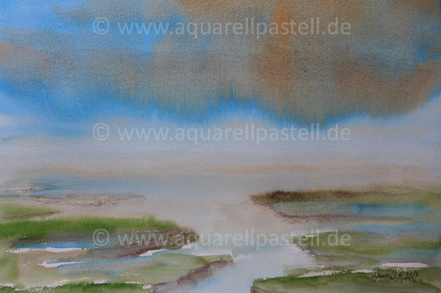Morgennebel am Watt_Aquarell (30 x 40 cm)