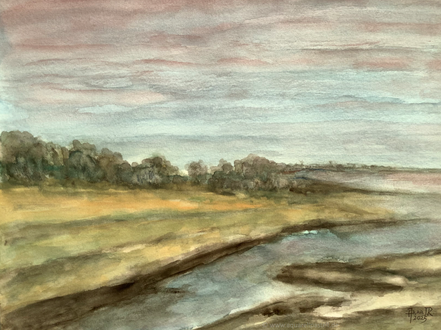 Flusslandschaft am Abend (30 x 40 cm)