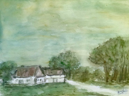 Stille Landschaft mit Gehöft (30 x 40 cm)