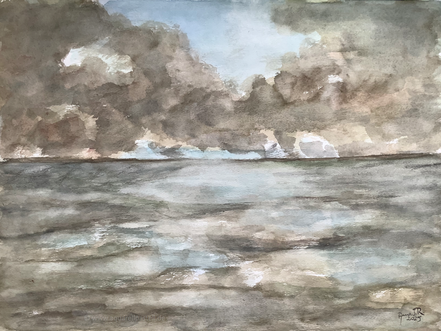 Hohe Wolken über dem Watt (36 x 48 cm)