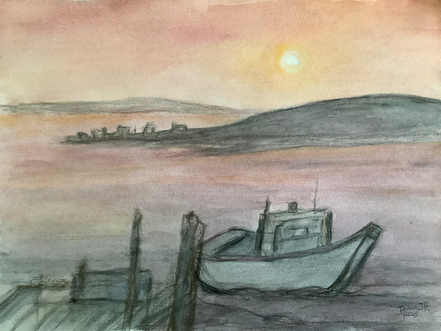 Kleines Fischerboot am Abend, Cape Breton / Canada (36 x 48 cm)