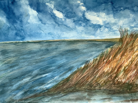 Strandhafer an großer Bucht (34 x 48 cm)