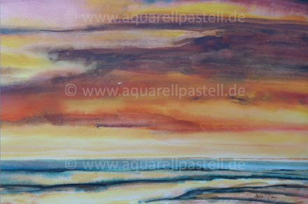 Leuchtender Himmel – Meer_Aquarell (38 x 48 cm)