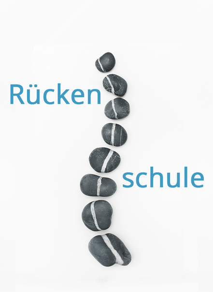 Kieselsteine bilden eine stilisierte Wirbelsäule nach als Symbol für die Rückenschule. Bild Friedberg/Fotolia