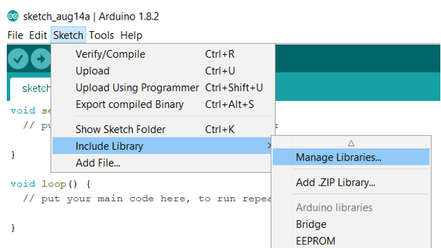 Arduino IDE: Opening Library Manager