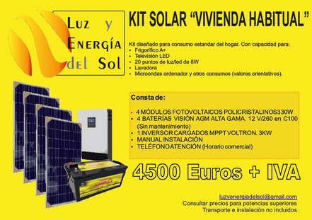 kit autoinstalable barato. luz y energia del sol