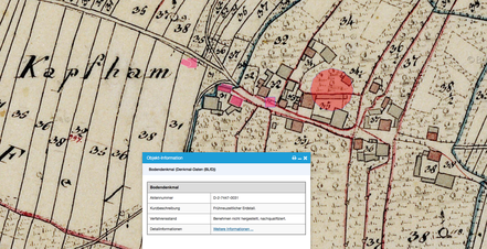 Erdstall im Denkmalatlas des BLfD (Basis BayernAtlas)