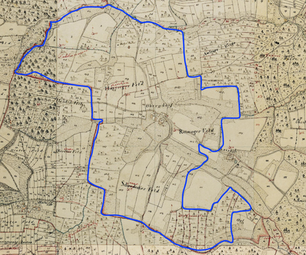 hist. Siedlungsgebiet Oberndorf (Basis BayernAtlas, Historische Karte)