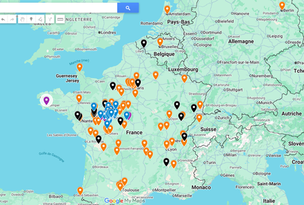 2017/2025 : provenances des 225 stagiaires venus à Villandry (37)