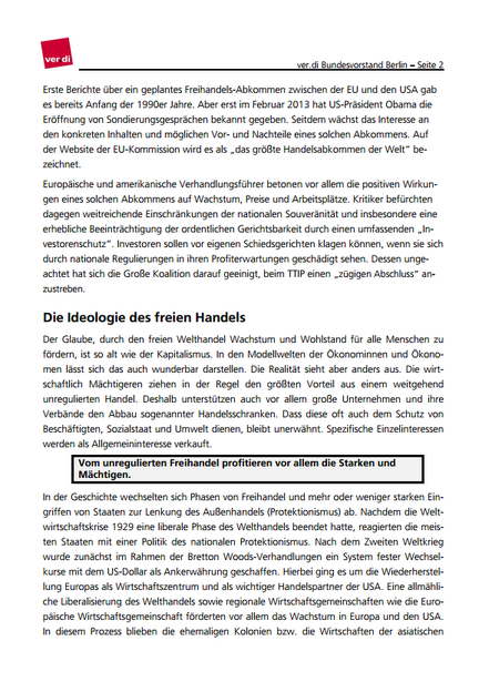 Stellungnahme Verdi zu TTIP - Seite 2 von 14