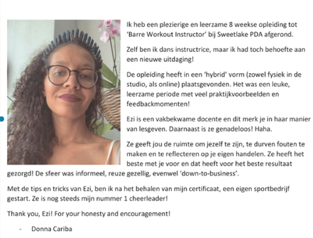 Review opleiding barre workout instructor