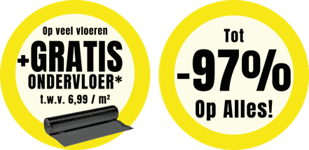 Gratis ondervloer en tot 90% korting