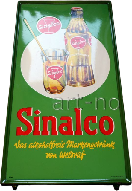 Altes Emailschild der Firma Sinalco Detmold um 1950, in nahezu perfekter Erhaltung