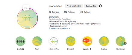 Screenshot der Instagram-Seite von pro humanis