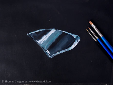 Glasscherbe malen mit Acryl - Realistisch malen mit Acrylfarben