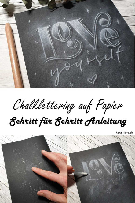 Chalklettering auf Papier - hier findest du eine Schritt für Schritt Anleitung wie du ganz einfach dein eigenes Kreidelettering auf Papier gestalten kannst.