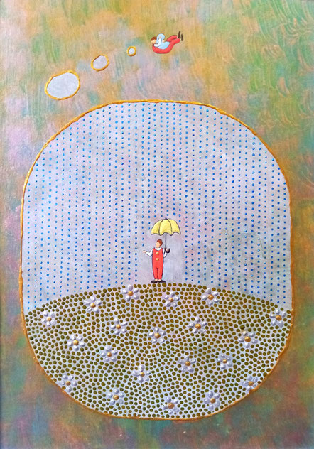 「お天気雨の夢」アクリル　148×210mm　66,000(税込)